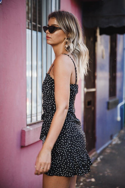 Polka Dot Ruffled Mini Dress by White Market