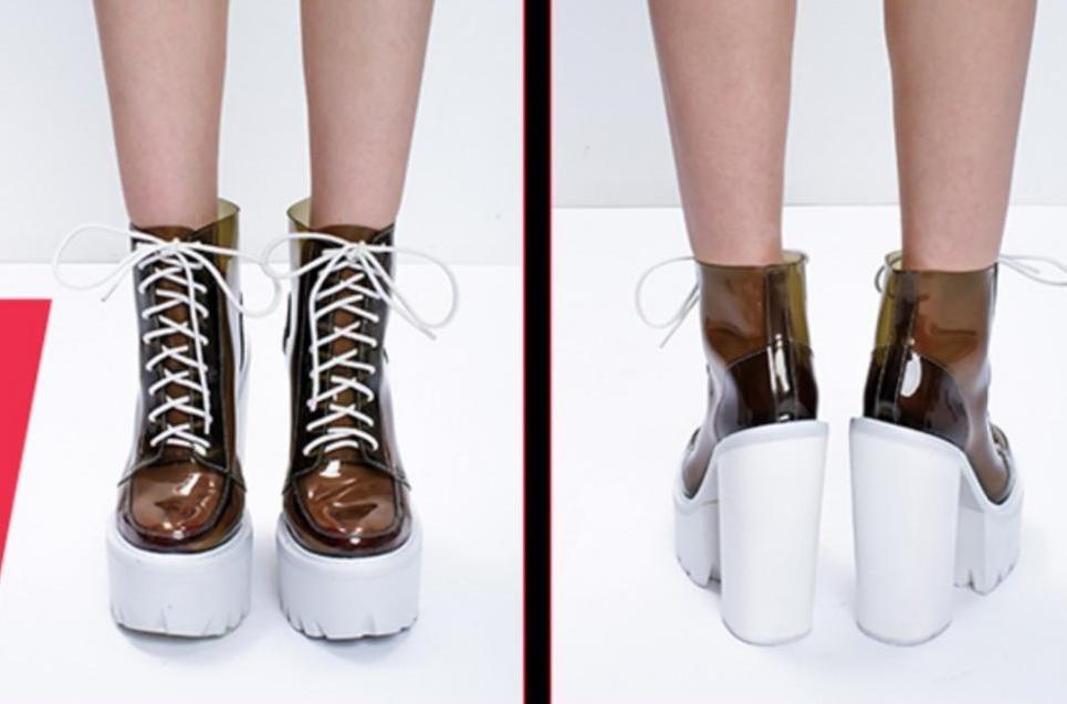 Transparent Platform Lace Up Boots by White Market