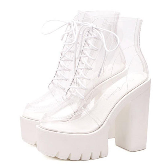 Transparent Platform Lace Up Boots by White Market