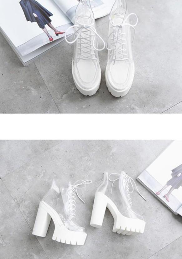 Transparent Platform Lace Up Boots by White Market