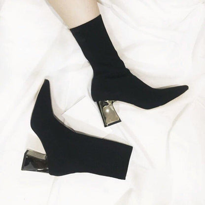 Minimal High Heel Sock Boot by White Market