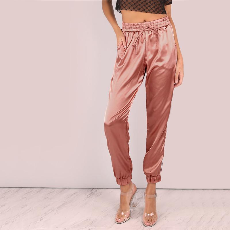 Mid Waist Satin Striped Sport Trouser by White Market