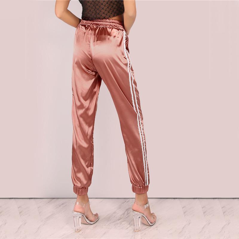 Mid Waist Satin Striped Sport Trouser by White Market