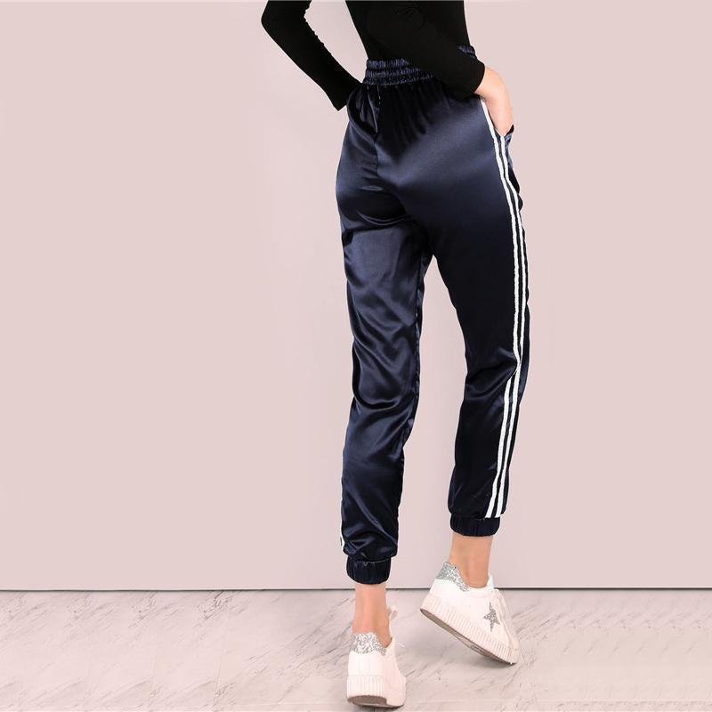 Mid Waist Satin Striped Sport Trouser by White Market