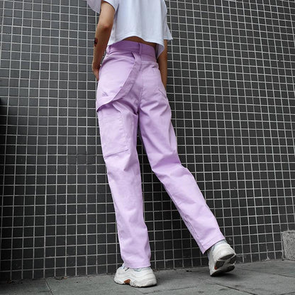 High Waisted Pastel Purple Canvas Trousers by White Market