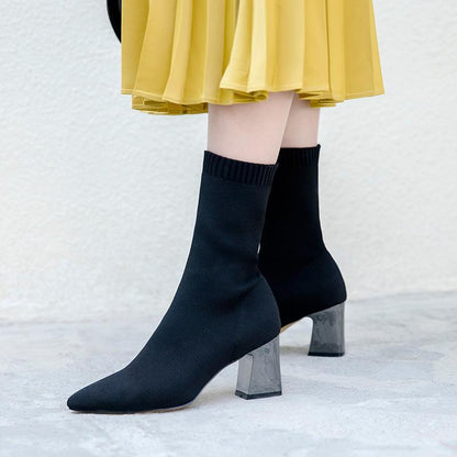 Minimal High Heel Sock Boot by White Market