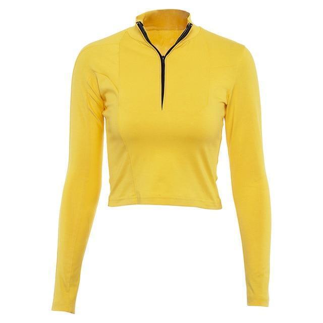 Yellow Long Sleeve Zip Up Sweater by White Market