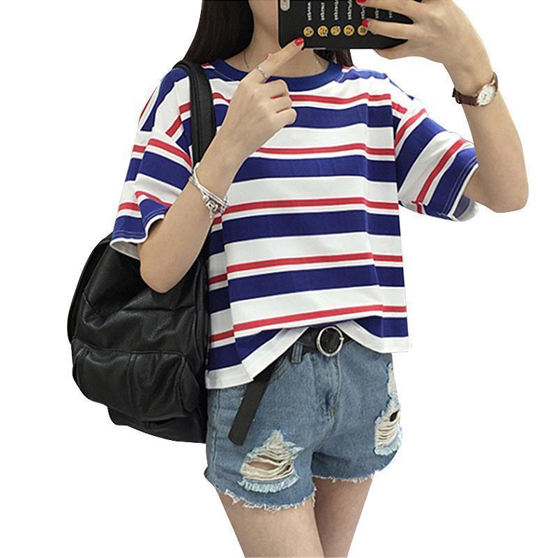 Blue Red White Vintage Striped Tee by White Market