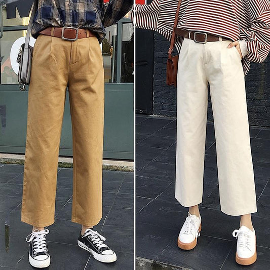 High Waisted Straight Leg Chinos by White Market