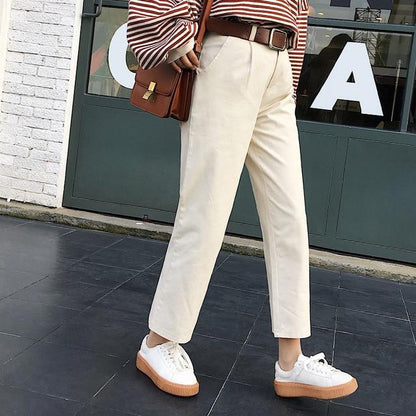 High Waisted Straight Leg Chinos by White Market