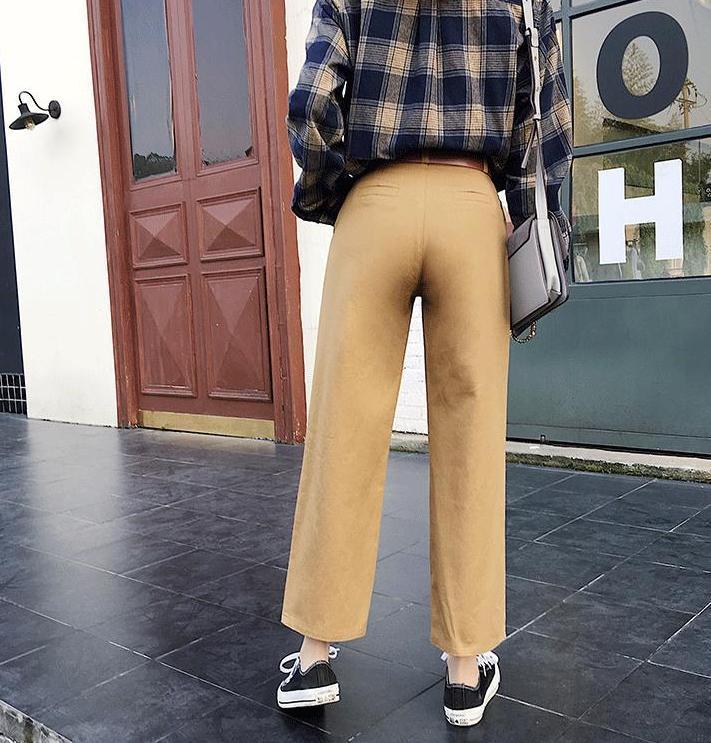 High Waisted Straight Leg Chinos by White Market