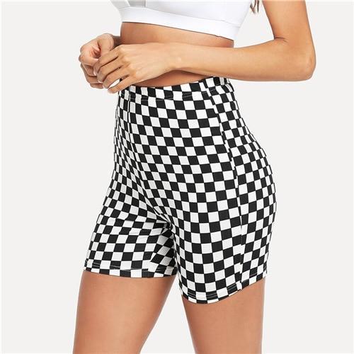 Checkered Biker Shorts by White Market