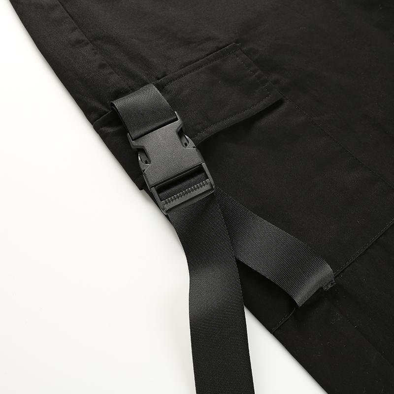 High Waisted Black Nylon Cargo Pants by White Market