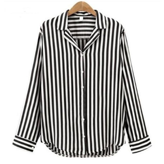 Striped Long Sleeved Blouse by White Market