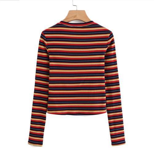 Ribbed Vintage Striped Long Sleeve Top by White Market