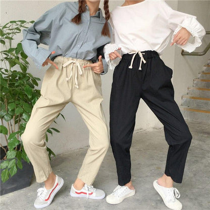 High Waisted Relaxed Fit Trousers by White Market