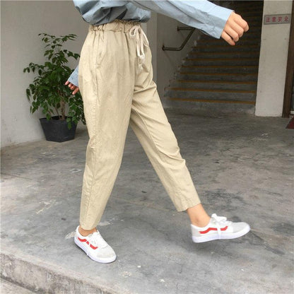 High Waisted Relaxed Fit Trousers by White Market