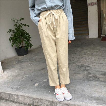 High Waisted Relaxed Fit Trousers by White Market