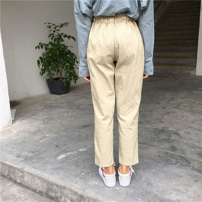 High Waisted Relaxed Fit Trousers by White Market