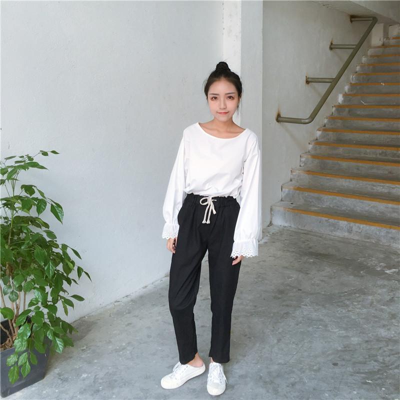 High Waisted Relaxed Fit Trousers by White Market