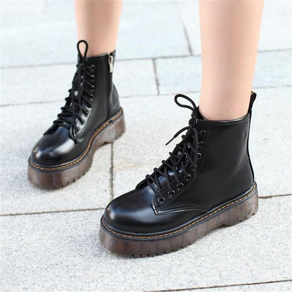 Platform Zip Up Vegan Leather Combat Boots by White Market