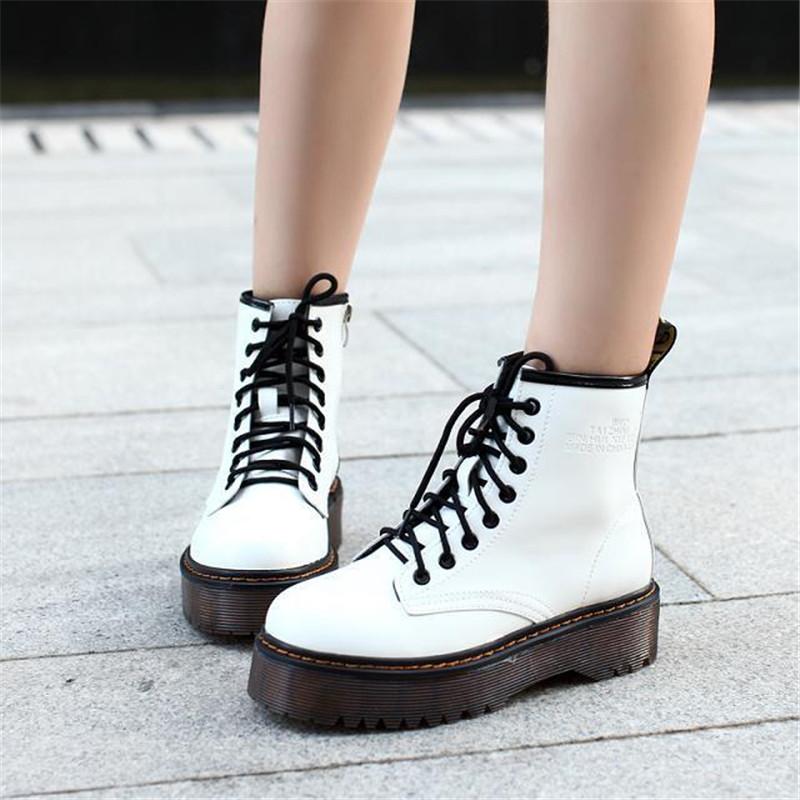 Platform Zip Up Vegan Leather Combat Boots by White Market