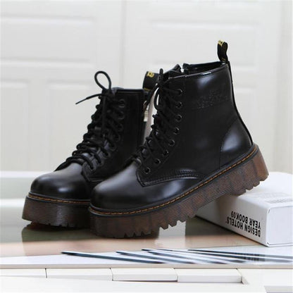 Platform Zip Up Vegan Leather Combat Boots by White Market