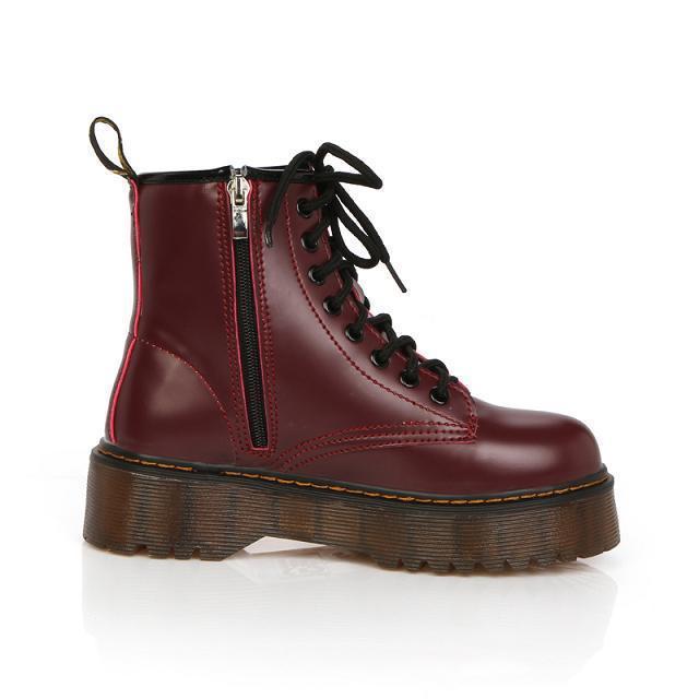 Platform Zip Up Vegan Leather Combat Boots by White Market