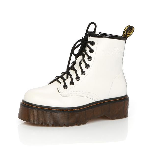 Platform Zip Up Vegan Leather Combat Boots by White Market