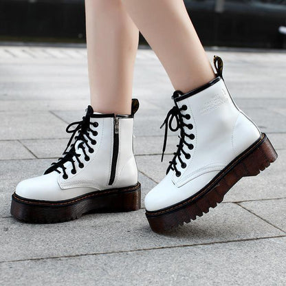 Platform Zip Up Vegan Leather Combat Boots by White Market