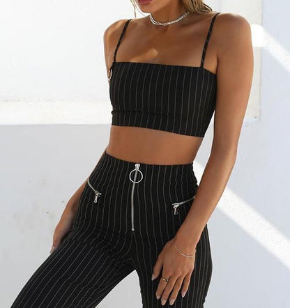 Pin Striped Crop Top by White Market