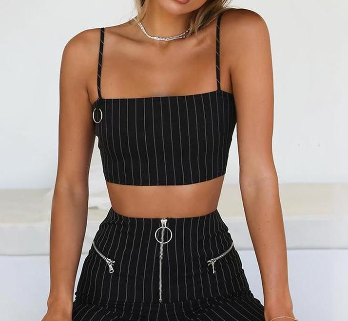 Pin Striped Crop Top by White Market