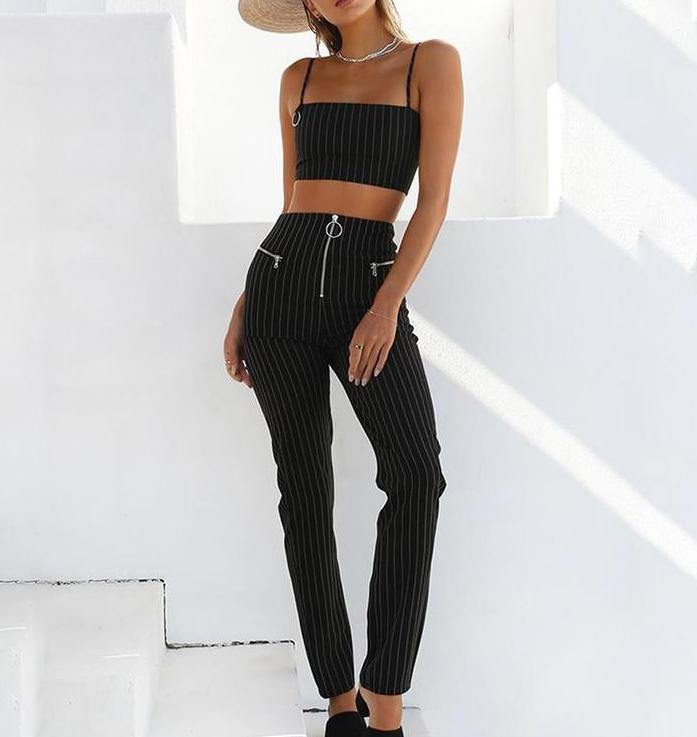 Pin Striped Crop Top by White Market