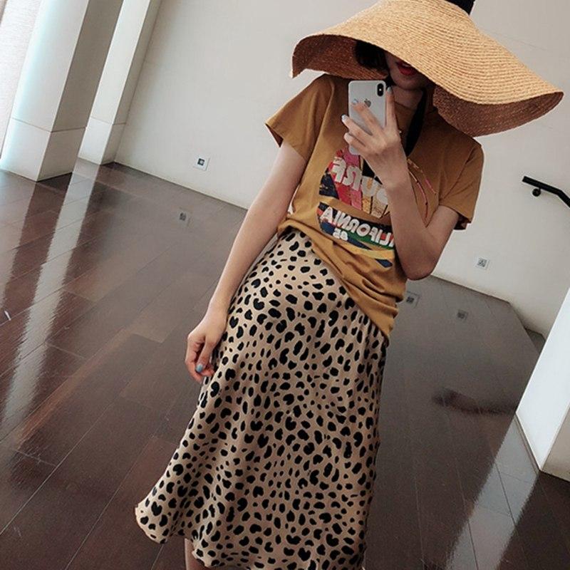 High Waisted Leopard Midi Skirt by White Market