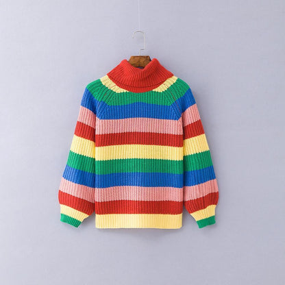 Rainbow Knit Turtleneck Sweater by White Market