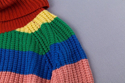 Rainbow Knit Turtleneck Sweater by White Market