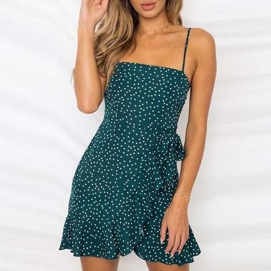 Polka Dot Ruffled Mini Dress by White Market