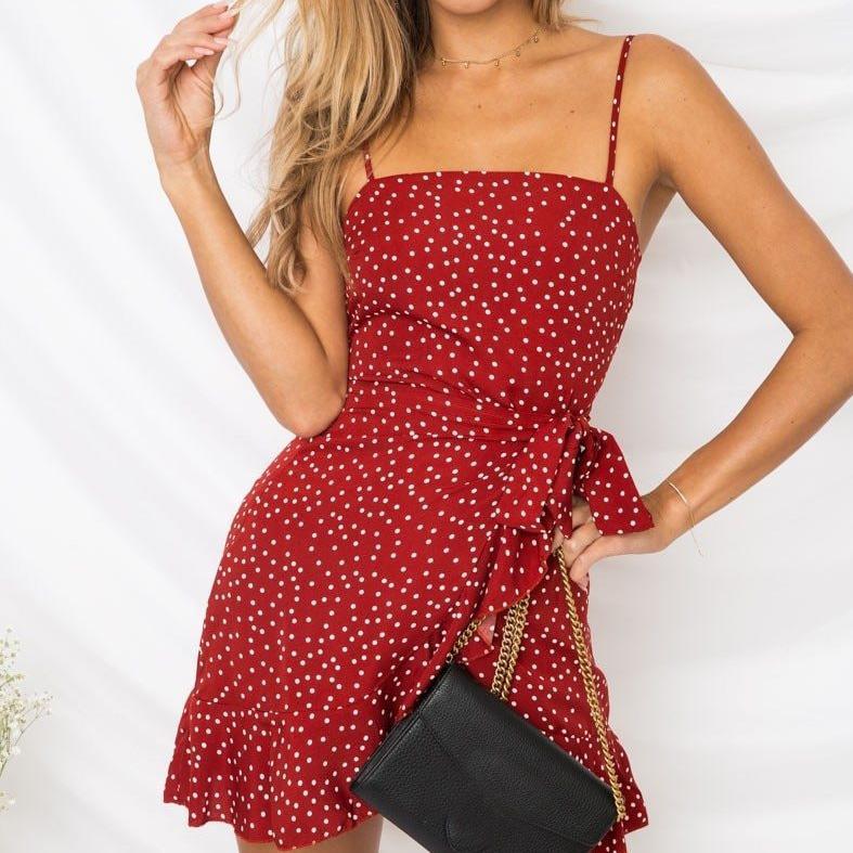 Polka Dot Ruffled Mini Dress by White Market