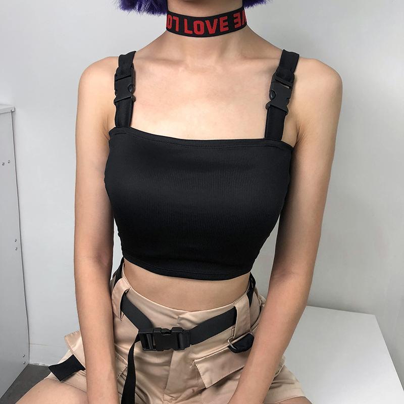 Buckled Strap Crop Top by White Market