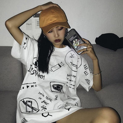 Hand Drawn Oversized Tee by White Market