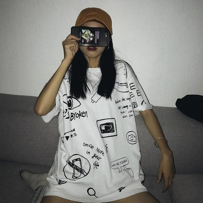 Hand Drawn Oversized Tee by White Market