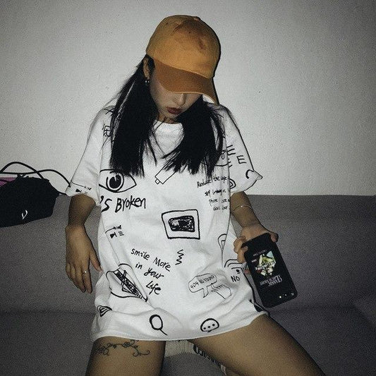 Hand Drawn Oversized Tee by White Market