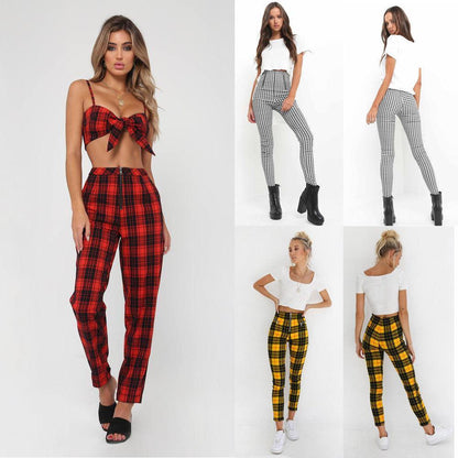 High Waisted Plaid Trousers by White Market