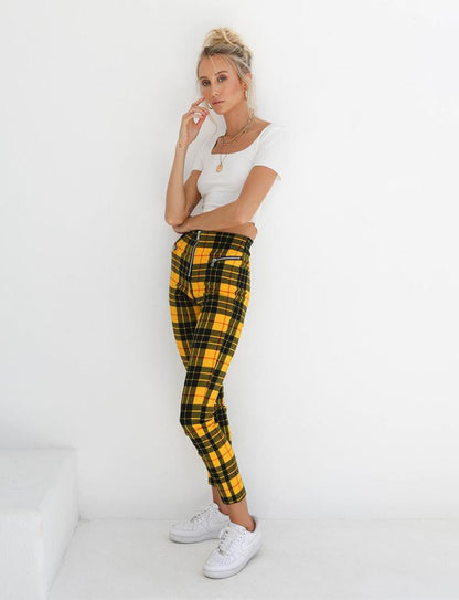 High Waisted Plaid Trousers by White Market