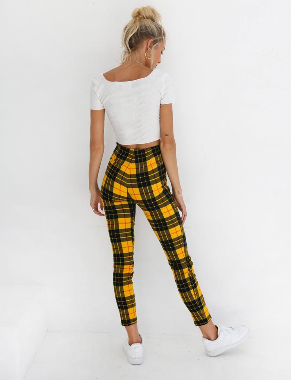 High Waisted Plaid Trousers by White Market