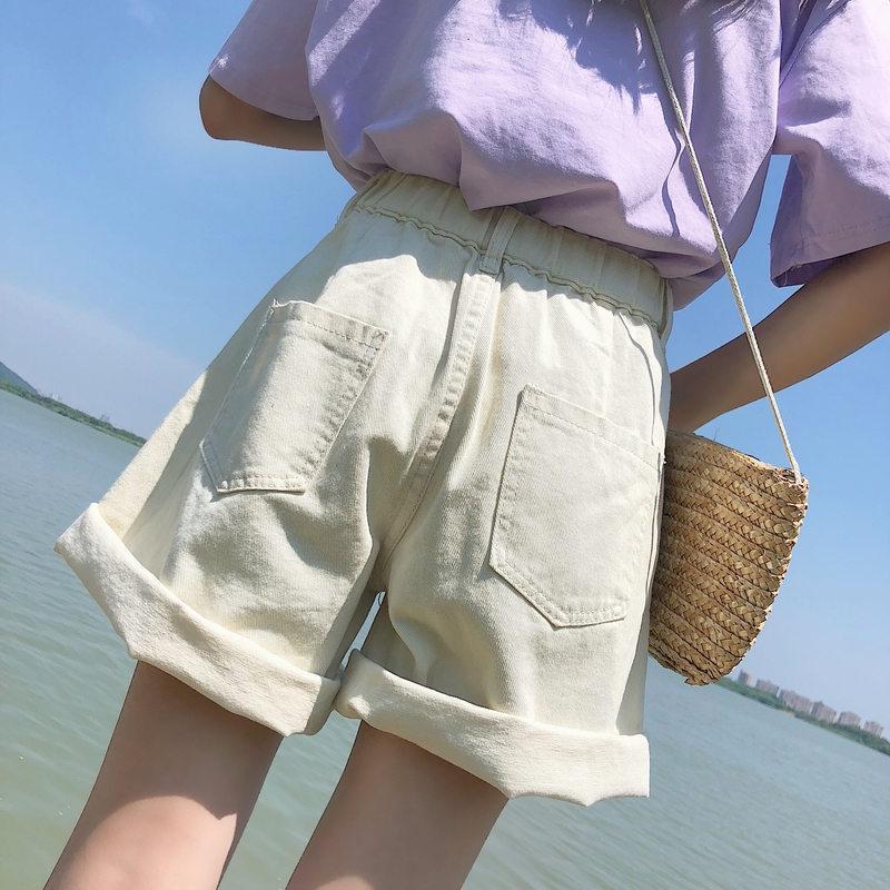 High Waisted Creme Denim Shorts by White Market