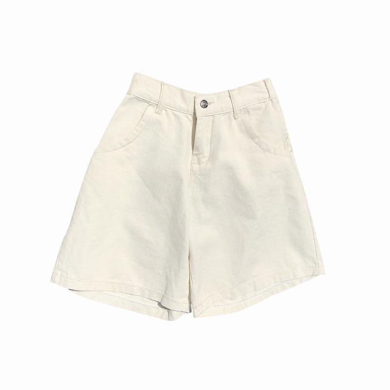 High Waisted Creme Denim Shorts by White Market