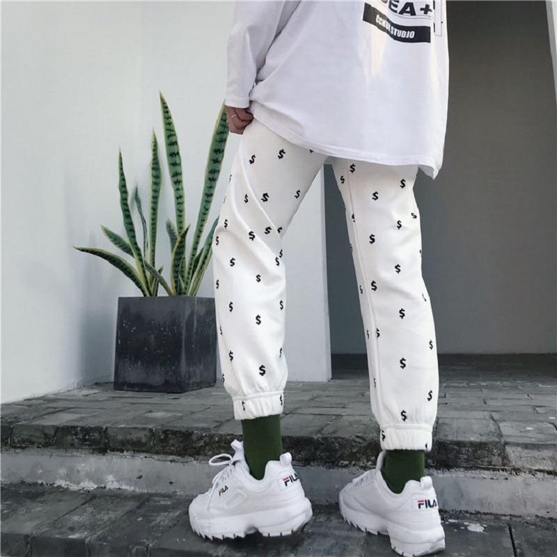 Dollar Sign Printed Sport Trousers by White Market