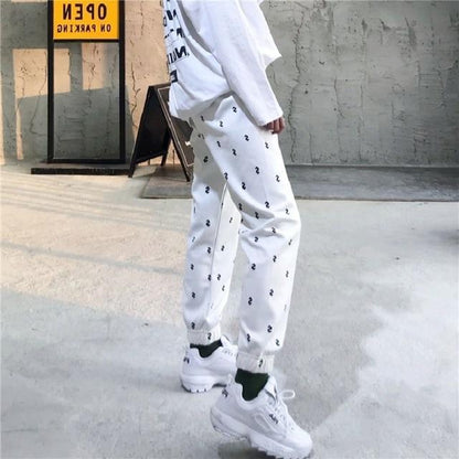 Dollar Sign Printed Sport Trousers by White Market