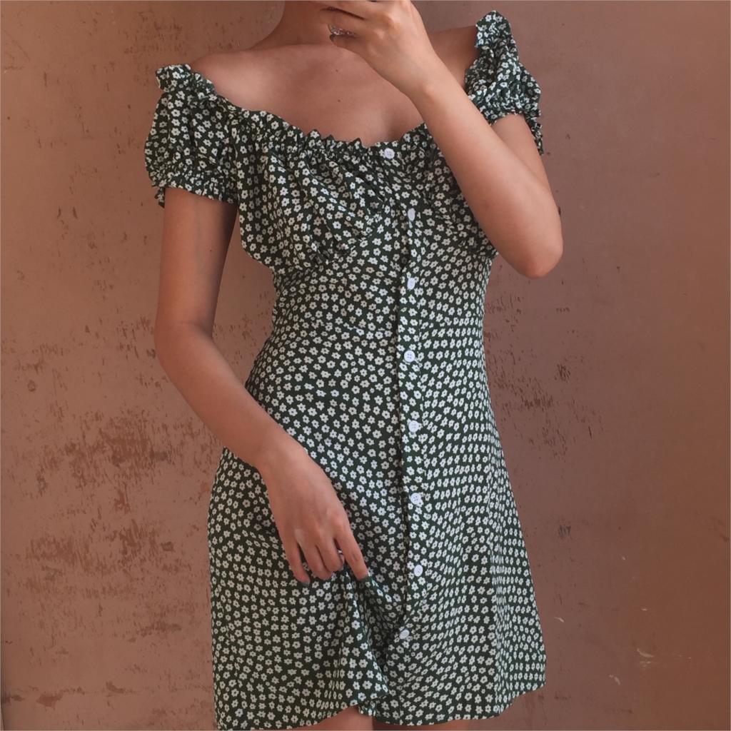 Green Ruffled Floral Dress by White Market